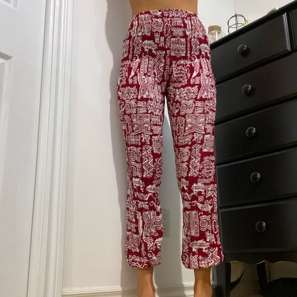 Patterned Red Women's Pants - Picture 6 of 6